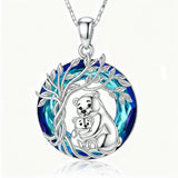 Sterling Silver Crystal  Hippo Elephant Squirrel Otter Bear Tree of Life Pendant Necklace  Mother's Day Christmas Gifts