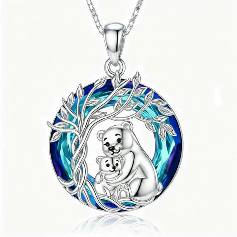 Sterling Silver Crystal  Hippo Elephant Squirrel Otter Bear Tree of Life Pendant Necklace  Mother's Day Christmas Gifts