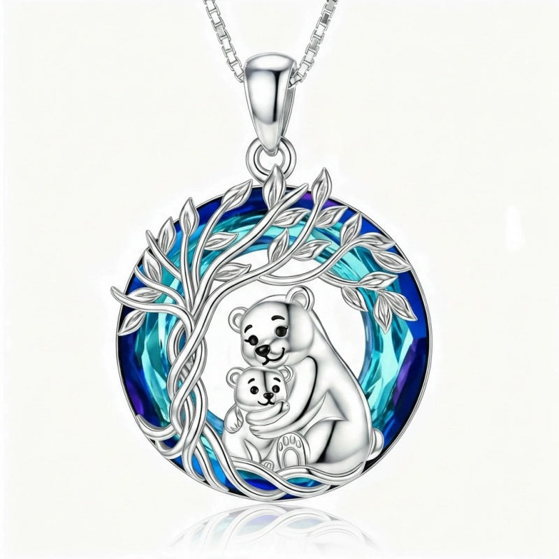 Sterling Silver Crystal  Hippo Elephant Squirrel Otter Bear Tree of Life Pendant Necklace  Mother's Day Christmas Gifts