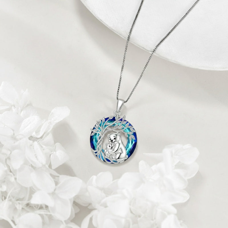 Sterling Silver Crystal  Hippo Elephant Squirrel Otter Bear Tree of Life Pendant Necklace  Mother's Day Christmas Gifts