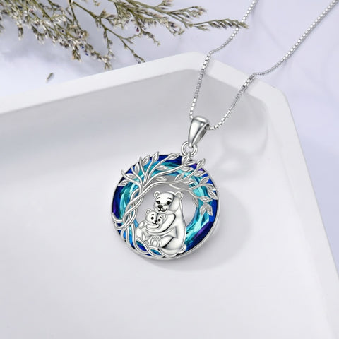 Sterling Silver Crystal  Hippo Elephant Squirrel Otter Bear Tree of Life Pendant Necklace  Mother's Day Christmas Gifts