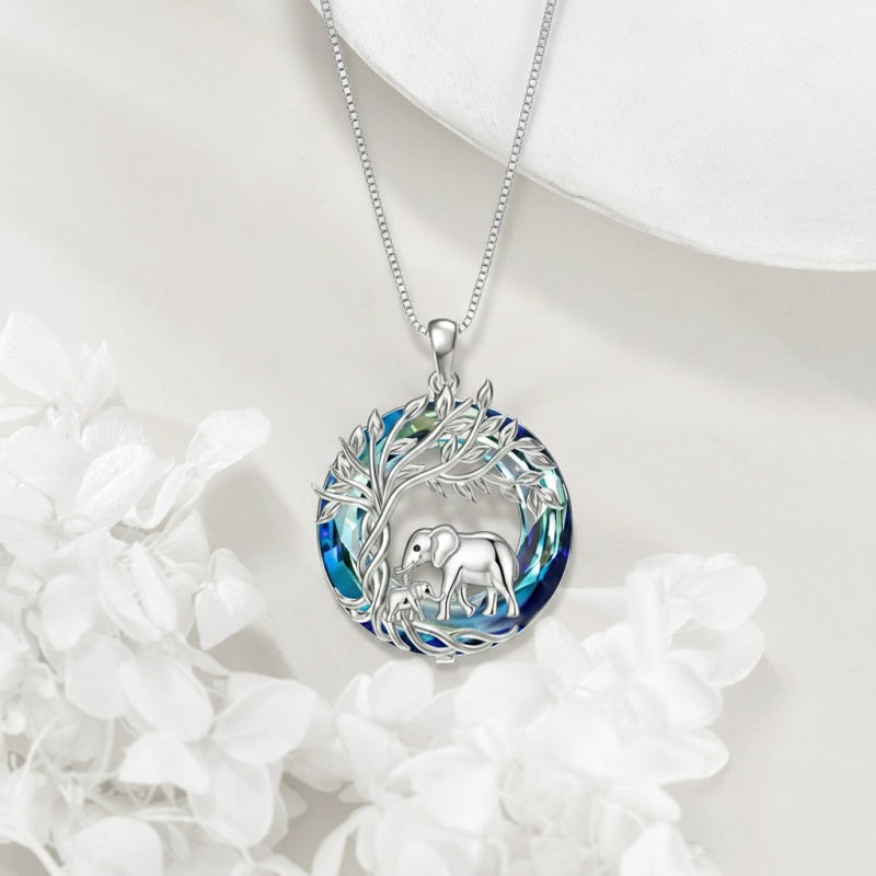 Sterling Silver Crystal  Hippo Elephant Squirrel Otter Bear Tree of Life Pendant Necklace  Mother's Day Christmas Gifts