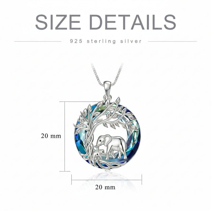 Sterling Silver Crystal  Hippo Elephant Squirrel Otter Bear Tree of Life Pendant Necklace  Mother's Day Christmas Gifts