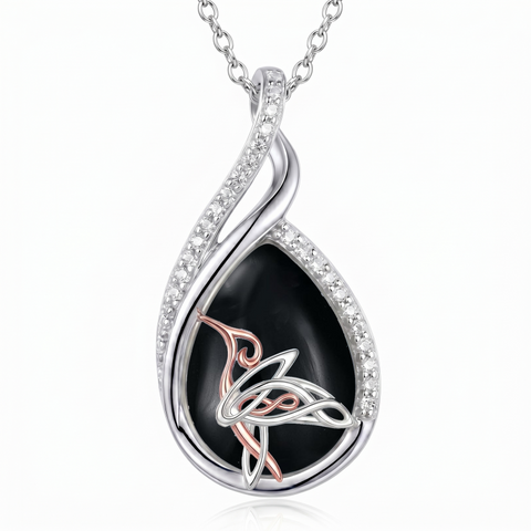 Sterling Silver Lapis Lazuli Black Onyx Moonstone Moss Agate Turquoise Butterfly Dragonfly Hummingbird  Pendant Necklace