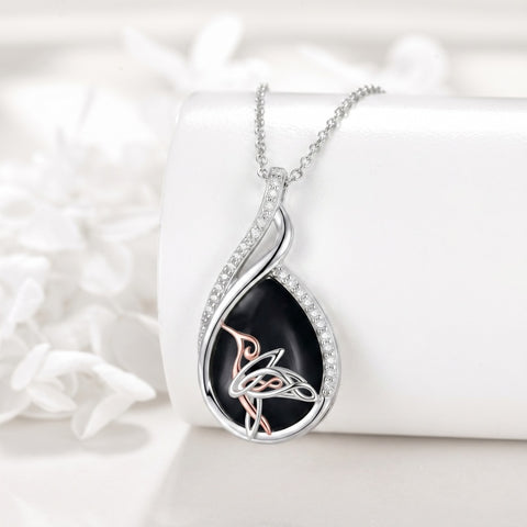 Sterling Silver Lapis Lazuli Black Onyx Moonstone Moss Agate Turquoise Butterfly Dragonfly Hummingbird  Pendant Necklace