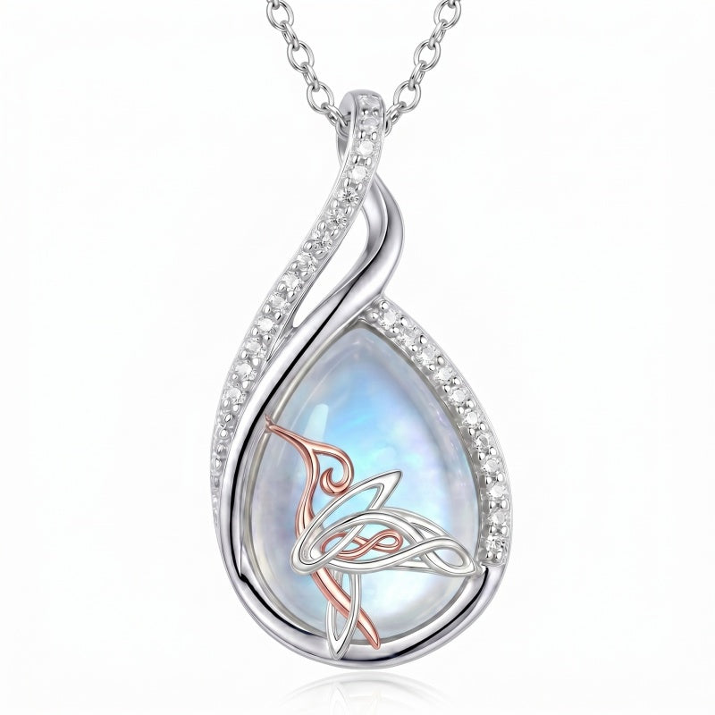 Sterling Silver Lapis Lazuli Black Onyx Moonstone Moss Agate Turquoise Butterfly Dragonfly Hummingbird  Pendant Necklace