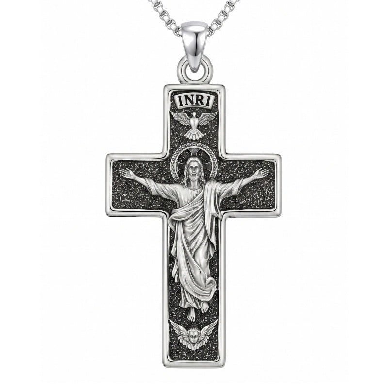Sterling Silver Cross Pendant Necklace Christian Religious Jewelry Gifts for Anniversary