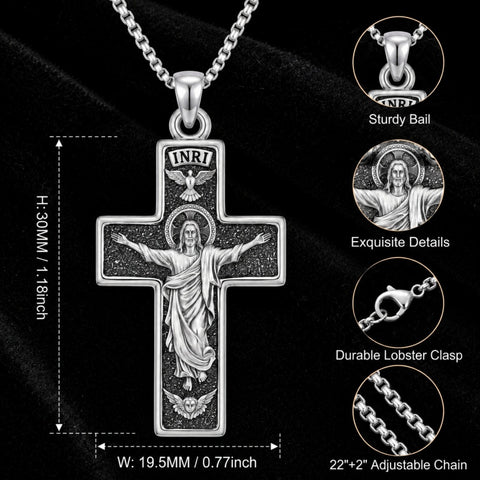 Sterling Silver Cross Pendant Necklace Christian Religious Jewelry Gifts for Anniversary