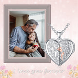 Sterling Silver Personalized Photo Abalone Shell Turquoise Malachite Father Daughter Pendant Necklace