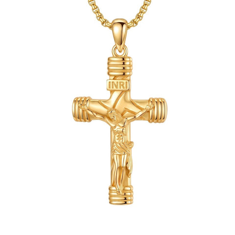 14K Gold Plated Religious Amulet  Cross Pendant Necklace