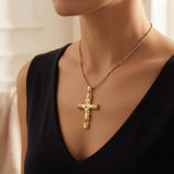 14K Gold Plated Religious Amulet  Cross Pendant Necklace