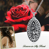 Sterling Silver Personalized Engraved Birth Flower Urn Necklace for Ashes