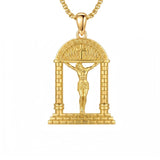14K Gold Plated Religious Amulet  Cross Pendant Necklace