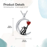 Sterling Silver Heart Birthstone Cat Pendant Necklace