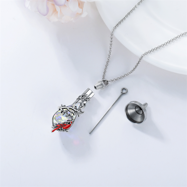 Hummingbird  Cremation Necklace Heart Teardrop Urn Holder Necklaces For Women Memorial Jewelry