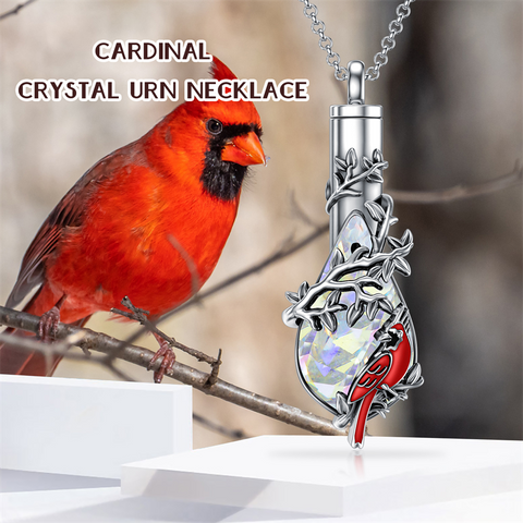 Sterling Silver Heart TearDangle Hummingbird Cardinal Urn Necklace for Ashes