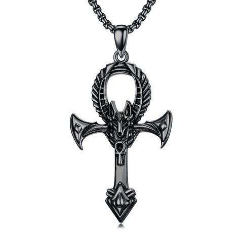 Sterling Silver  Ankh_Anubis Protection Pendant Necklace