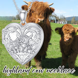 Highland Cow Photo Necklace Sterling Silver  Hold Pictures Highland Cow Pendant Jewelry Gifts for Women Mother Mom Daughter
