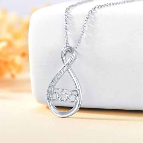 Sterling Silver 111 222 333 444 555 777 888 999 Infinity Angel Number Pendant Necklace