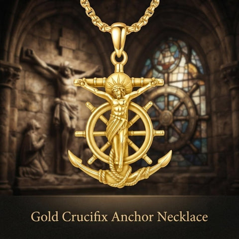 14K Gold Plated Religious Amulet  Cross Pendant Necklace