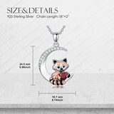 Sterling Silver Birthstone Red Panda Pendant Necklace Animal Jewelry Gifts for Women