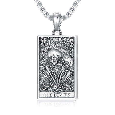 Sterling Silve Sun Moon Star Strength Lovers Death Devil Fool Tarot Card Pendant Necklace