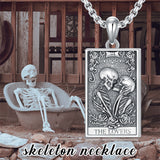 Sterling Silve Sun Moon Star Strength Lovers Death Devil Fool Tarot Card Pendant Necklace