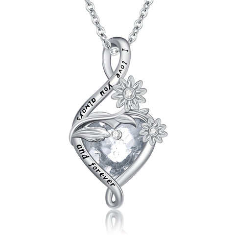 Sterling Silve 12Month  Birthstone Birth Flower Necklace  Pendant Necklace