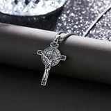 925 Sterling Silver  Benedict Crucifix Necklace Protection Catholic Jewelry Gifts for Men Women