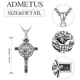 925 Sterling Silver  Benedict Crucifix Necklace Protection Catholic Jewelry Gifts for Men Women