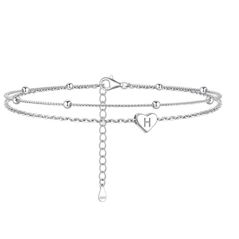 Sterling Silver 26 initials Single Layer Charm Anklet