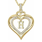 14K Gold Plated Initial Double Heart Pendant Necklace Anniversary Birthday Gifts for Women
