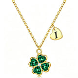 14K Gold Plated Initial Four Leaf Clover Pendant Necklace