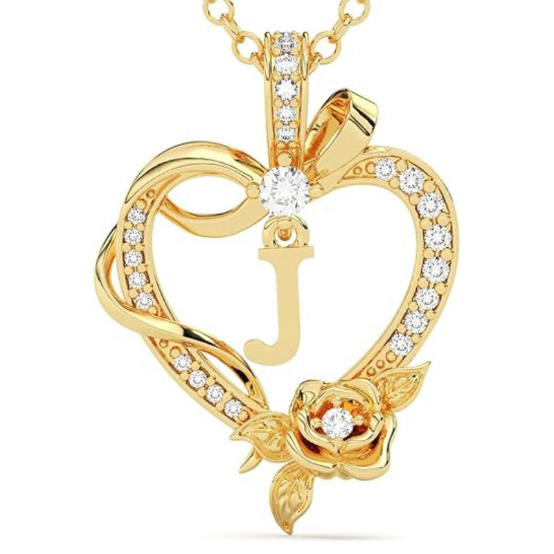 14K Gold Plated Initial Heart Pendant  Necklace Gift for Women Anniversary for Her