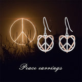 Christmas Gifts  Peace Sign Earrings 925 Sterling Silver Angel Wings Earrings for Women