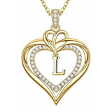 14K Gold Plated Initial Double Heart Pendant Necklace Anniversary Birthday Gifts for Women