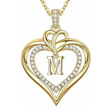 14K Gold Plated Initial Double Heart Pendant Necklace Anniversary Birthday Gifts for Women