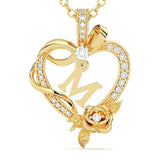 14K Gold Plated Initial Heart Pendant  Necklace Gift for Women Anniversary for Her