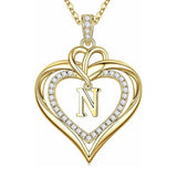 14K Gold Plated Initial Double Heart Pendant Necklace Anniversary Birthday Gifts for Women