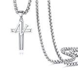 White Gold Plated Stainless Steel Cross Initial Necklaces Cross Pendant Necklaces for Men Women Gifts
