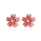Cherry Blossom Earrings Rotatable Earrings S925 Silver Flower Earrings Gift for Women
