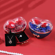 Valentine's Day Bow Love Rose Gift Box Preserved Flower Jewelry Packaging Box Ring Necklace Jewelry Box