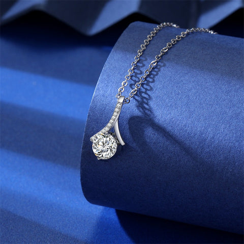 Sterling Silver 1CT Moissanite Pendant Necklace, Valentine's Day Gift