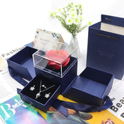 Blue Double-Door Gift Box Rose Jewelry Box Love Eternal Flower Gift Box Necklace Pendant Box Ring Box