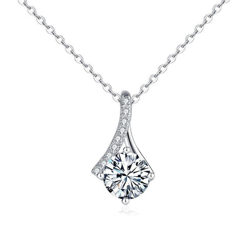 Sterling Silver 1CT Moissanite Pendant Necklace, Valentine's Day Gift