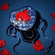 Blue Drawer Type Love Eternal Flower Gift Box Rose Jewelry Box Necklace Pendant Ring Box
