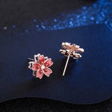 Cherry Blossom Earrings Rotatable Earrings S925 Silver Flower Earrings Gift for Women