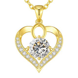 14K Gold Plated Initial Love Heart 2 Carat Moissanite Necklaces for Women Christmas Anniversary Birthday Present Gifts