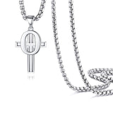White Gold Plated Stainless Steel Cross Initial Necklaces Cross Pendant Necklaces for Men Women Gifts