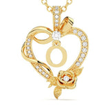 14K Gold Plated Initial Heart Pendant  Necklace Gift for Women Anniversary for Her